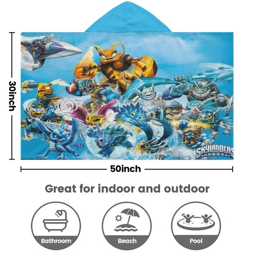 Toalla de playa para Skylanders Swap Force toalla de baño poncho con capucha para niños niña niño - Imagen 9 de 9