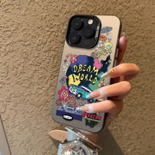 Cute Doodle Alien Anti-drop iPhone Phone Case for 16 15 14 13 12 11 XR 8 7