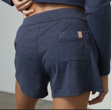 NEW LUNYA RESTORE SLEEP LOUNGE SHORTS PIMA COTTON HEATHER BLUE SZ XS