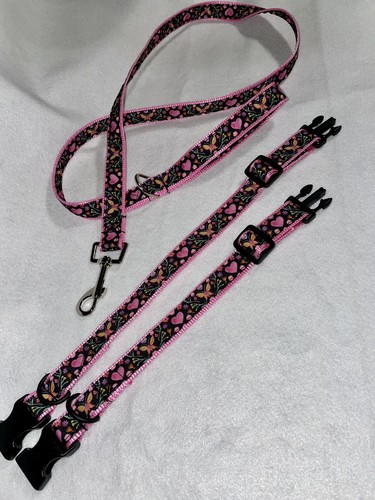 Handmade Adjustable Floral dog collar & Matching Leash S-M-L - Picture 5 of 13