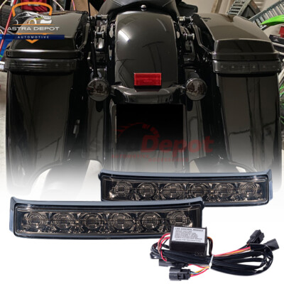 LED Saddlebag Run Brake Turn Lights For Harley Touring Electra Glide Road Smoked