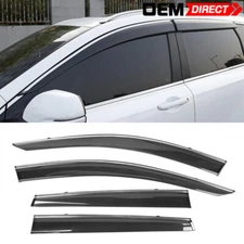 Fits 17-22 Honda CRV 4PCS Window Visors Guard w/ Chrome Trim - Polycarbonate