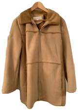 Liz Claiborne Ladies Light Brown Beige Tan Faux Fur/sheepskin Coat Uk Xl