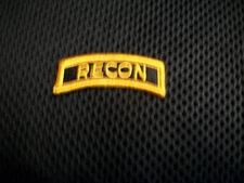 RECON Infantry Cavalry Reconnaissance Black & Gold ~2.5"  tab patch m/e