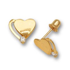 14K Yellow White Gold Heart Shaped Fancy Earrings for Women