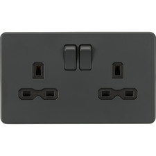 13A Double Gang DP Switched Plug Socket Screwless Knightsbridge