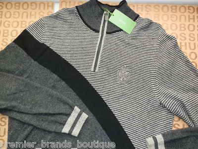 New Hugo Boss Men Designer Striped Grey 