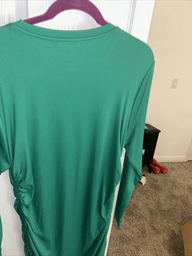 Intempo Women's Plus Size Dress Green Size 2X Ribbed Cotton Comfy Long Sleeve NW - Picture 8 of 9