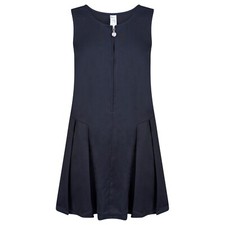 Girls Pinafore Pleated School Charcoal Grey, Navy & Black Heart Zip Front Dress