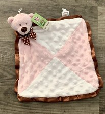 Baby Ganz Baby Mini Blankie Plush Bear Pink Lovey Toy Rattle New