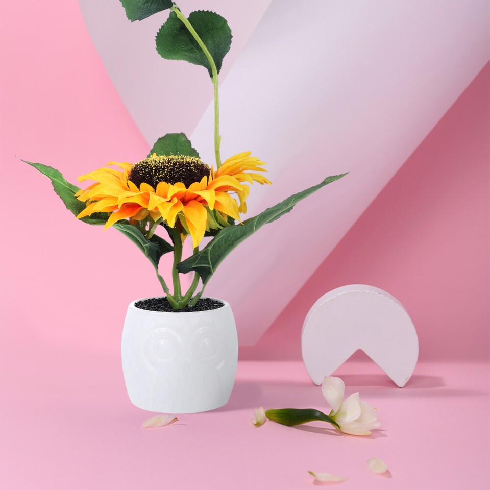 Simulation Potted Bonsai Faux Sunflower Realistic Indoor Plant Pots eBay