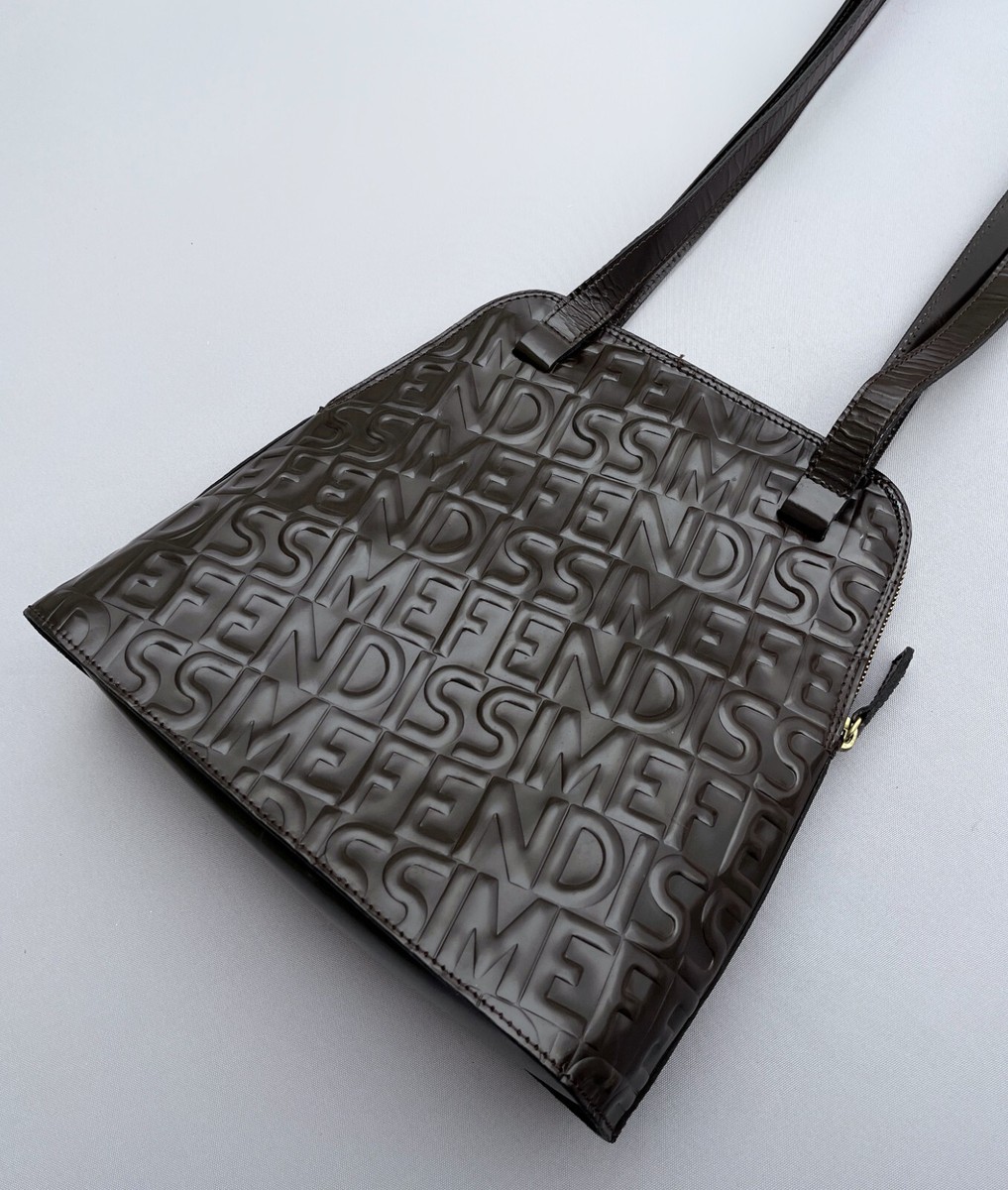 FENDI FENDISSIME Vintage 80's Embossed Monogram Leather
