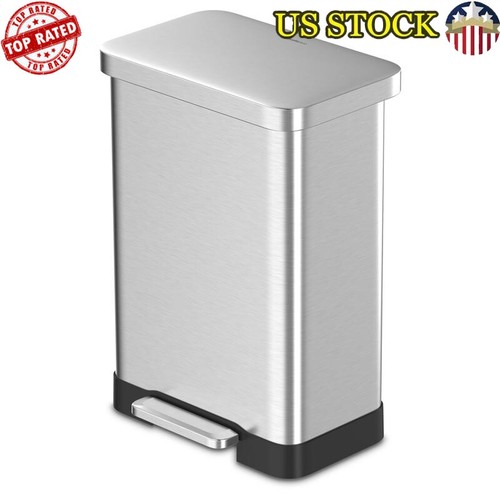 20 Gallon Stainless Steel Trash Can Soft Close Step On Kitchen Waste Bin New