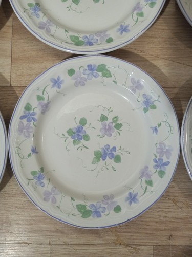 8x Newcor Stoneware China SNACK PLATE Purple Florals Flowers Violeta 1990 6066 - Picture 7 of 20