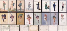 GB ARTIST WINIFRED WIMBUSH ..Wartime Women Fashion TUCKS ORIGINAL. PRICED SINGLY
