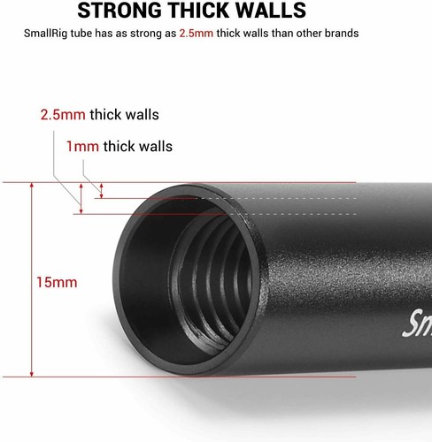 Smallrig 2pcs 40cm/16" Long Aluminum Rod 15mm Fr DSLR Camera Support Rail 1054 - Picture 6 of 8