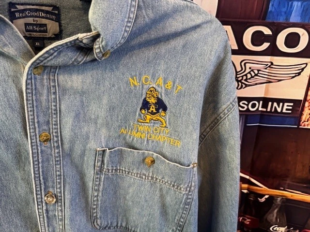 North Carolina A&T Aggies Twin City Alumni Chapter Vintage Denim Shirt Size XL - Image 2 of 4