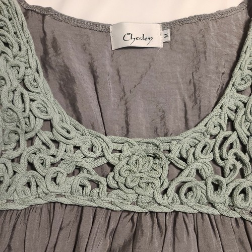 Chesley Ladies Med Grey sleeveless Crochet Pocket Dress, tulle lined - Picture 3 of 9