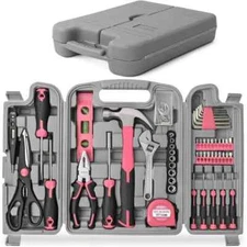 Hi-Spec 54pc Pink Compact Tool Set for Women DIY Projects Easy Carry Case 