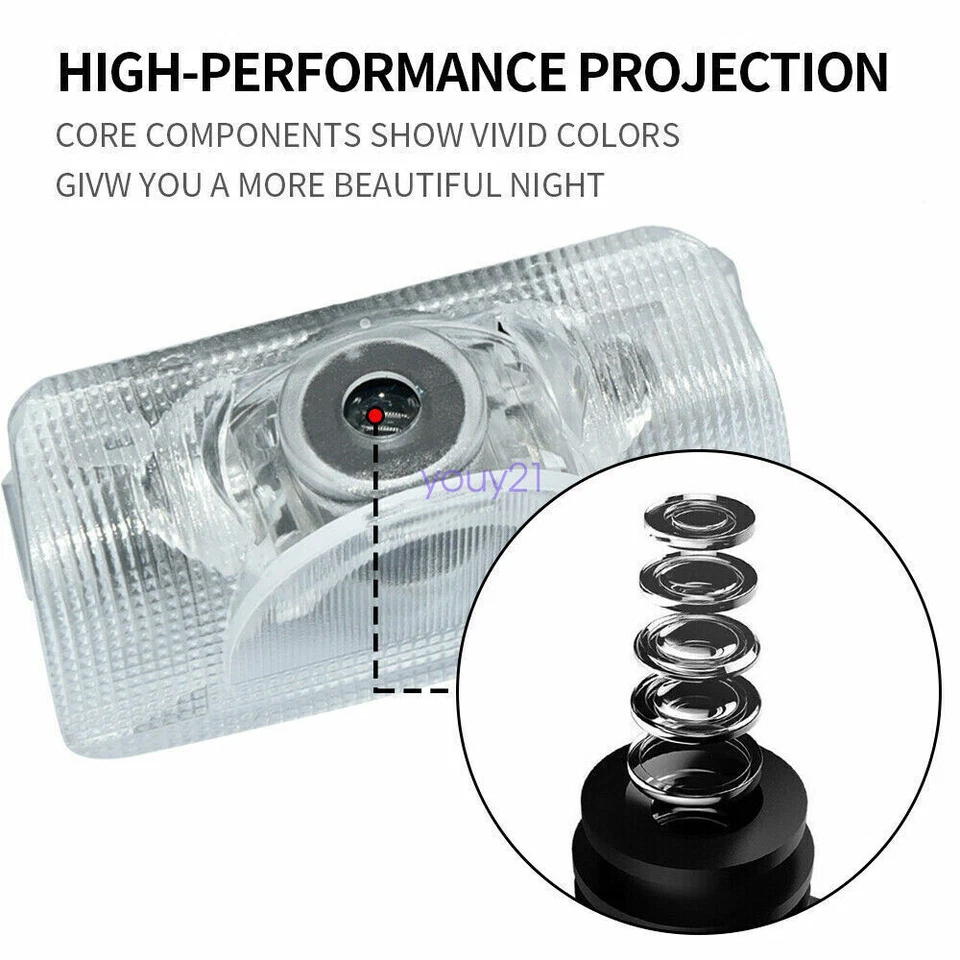 Luces de sombra fantasma cortesía charco de puerta LED HD de 2 piezas para Lexus ES GS GX HS IS Foto 4 de 4