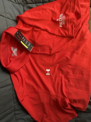 Under Armour Heat Gear Polo Shirt Mens XL Red Redds Apple Ale