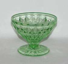 Jeannette Glass WINDSOR DIAMOND Green Low Footed Sherbet