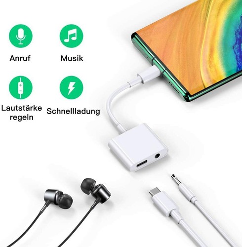 USB Type C To 0 1/8in Aux Audio Adapter Headphones Charger For Huawei Xiaomi - Picture 5 of 9