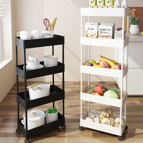 3/4/5Tier Slim Storage Shelf Organiser Rack Kitchen Storage Trolley - Picture 2 of 21