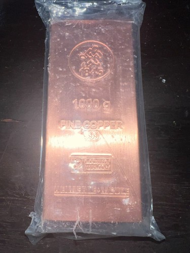 Germany Heimerle + Meule 1 kg kilo 1000 g grams .999 Fine Copper Bar with CoA - Picture 14 of 22