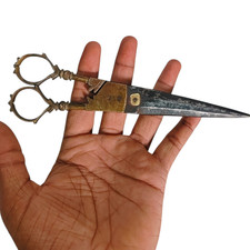 Old Vintage Antique Iron  Brass Handmade Unique Shape Scissor , Collectible