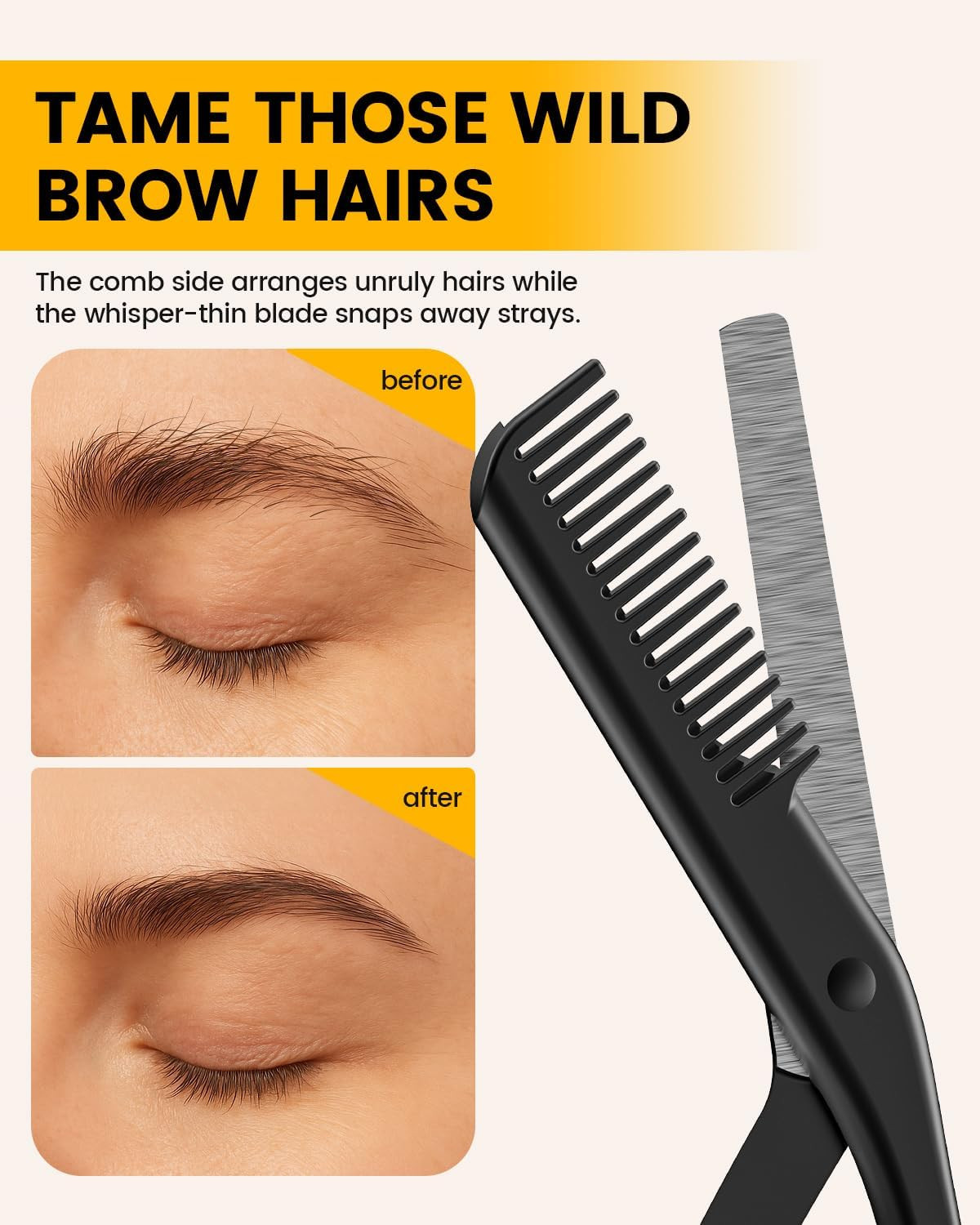 Eyebrow Scissors with Comb - Stainless Steel Eyebrow Trimmer for Women and Men, 