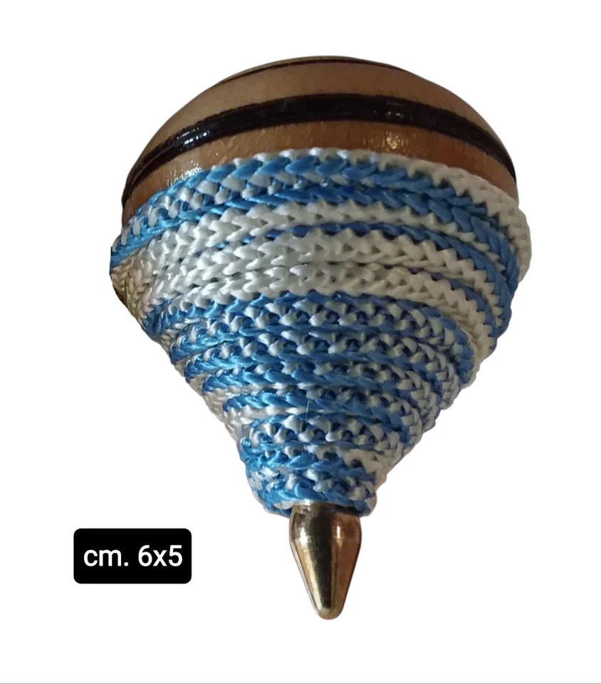 TROTTOLA VINTAGE IN LEGNO DI FAGGIO ARTIGIANALE CM. 6x5 PUNTA METALLO FILO 1 PZ. - Immagine 2 di 4