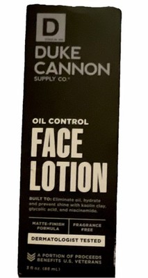 Duke Cannon Oil Control Face Lotion Matte Finish Fragrance Free 3 fl oz