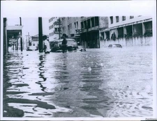 1966 Photo Boys Wade Across Rain Flooded Sao Paulo Brazil Street Flood 7X9 Press
