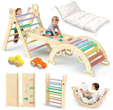 Pikler Triangle Set with Cushion - Climbing Toys for Toddlers 9-In-1, Montessori