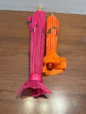 Chinese Style Parasol Umbrella Hand Painted Flowers Set of 2