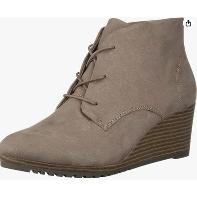 NWT Dr. Scholl's Where To Ceelia Wedge Booties 10 Taupe Gray Boots Comfort Dr