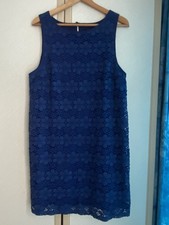 Stunning Show Stopper Size 16 New Look Navy Blue Lace Ladies Lined Evening Dress