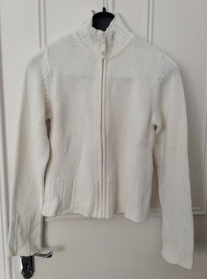 OFF WHITE LANGARM STRICKJACKE MIT ROLLKRAGEN UND REISSVERSCHLUSS UK 12 NR:63