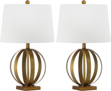 Euginia Modern Farmhouse Gold Sphere Lamp Set of 2 with LED Bulbs Included