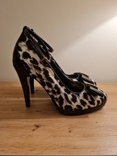 M&S Black and White Stilletto Platform Leopard Print Heels Size 5