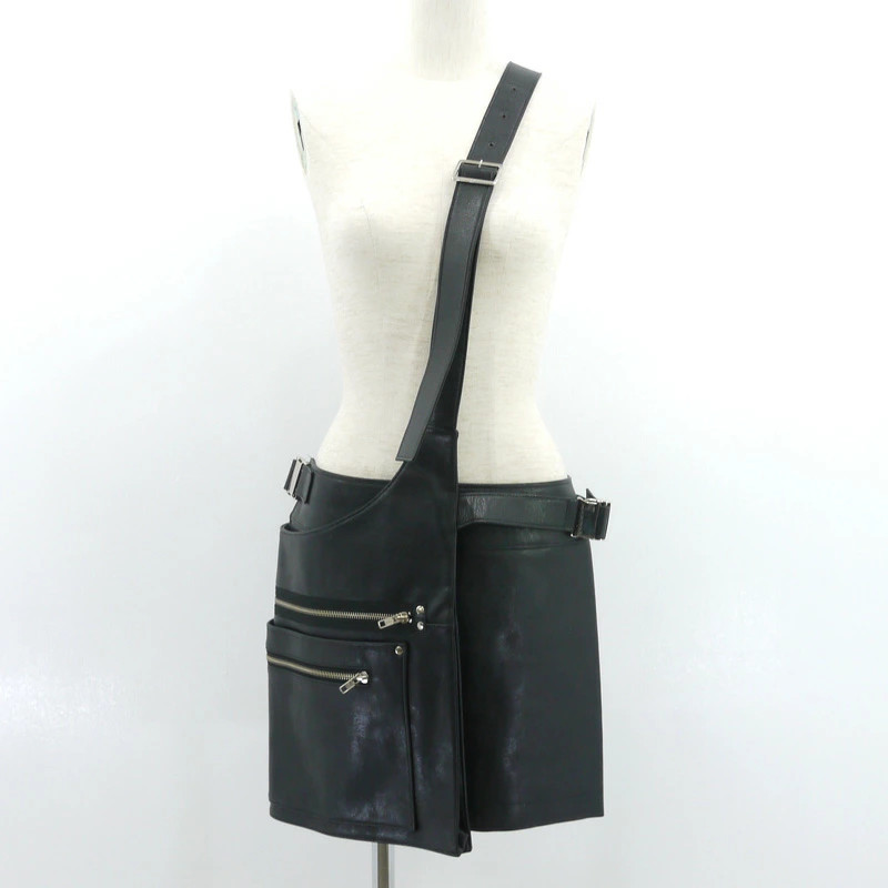 COMME des GARCONS JUNYA WATANABE Faux Leather Wrap Skirt Black Size M Used