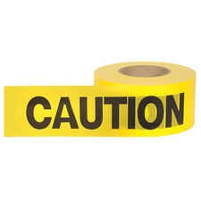 Barricade Tape, Caution, Yellow, 3 in Wide x 1,000 ft Length, Polyethylene, 2
