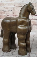 Rare Botero Trojan Horse 100% Real Bronze Sculpture Figure Statue Art Deco Decor