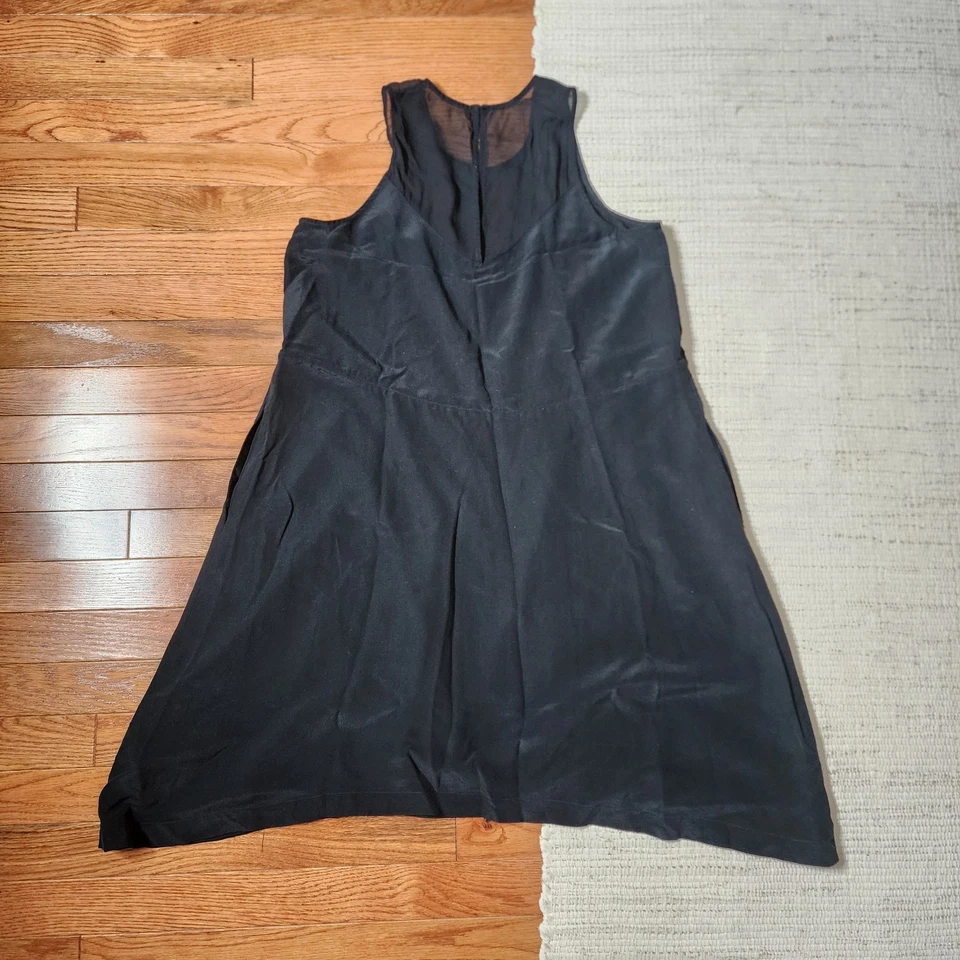 Madewell Parkview без рукавов шелк платье черный качели Flowy карманы декольте M - Изображение 2 из 4