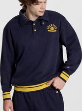 Champion Physical Education Snap Mock Neck Sweatshirt Navy Size Medium NWT