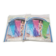 2 Vintage Intex Wet Set Inflatable Pool Float Raft Mats Pink Green 1999