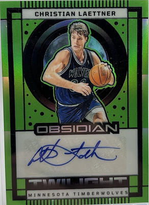 Christian Laettner 2024-25 Obsidian Twilight Signatures Auto Green Flood /25 CLM