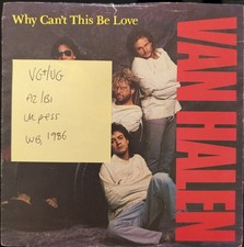Van Halen Why Can't This Be Love Vinyl Record 7" VG+/VG W8740 1986