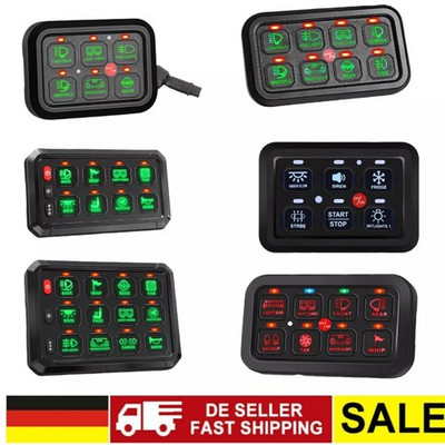 6/8/12Gang RGB Switch Panel LED Light Bar Control Electronic Relay System 12/24V